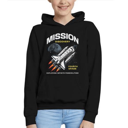 Fourth Grade Back To School Space Rocket Astronaut Graphic Youth Hoodie - Savourry