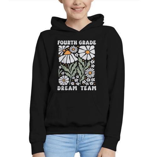 Fourth Grade Dream Team Back To School Boho Flower 4th Grade Graphic Youth Hoodie - Savourry