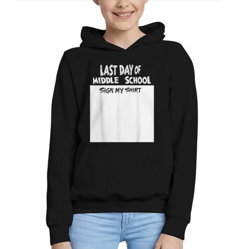 Fun Last Day Of School Sign My Shirt Back To School Cool Graphic Youth Hoodie - Savourry