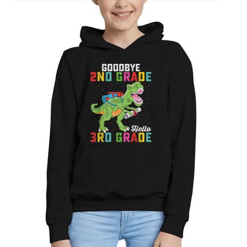 Goodbye 2nd Grade Hello 3rd Grade T Rex Back To School Graphic Youth Hoodie - Savourry