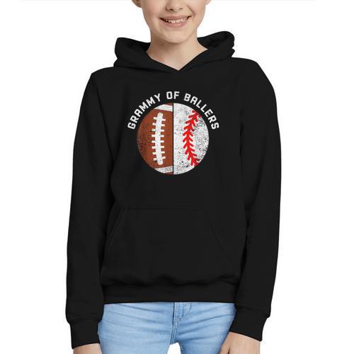 Grammy Of Ballers Football Baseball Grandma Grammy Graphic Youth Hoodie - Sportilla