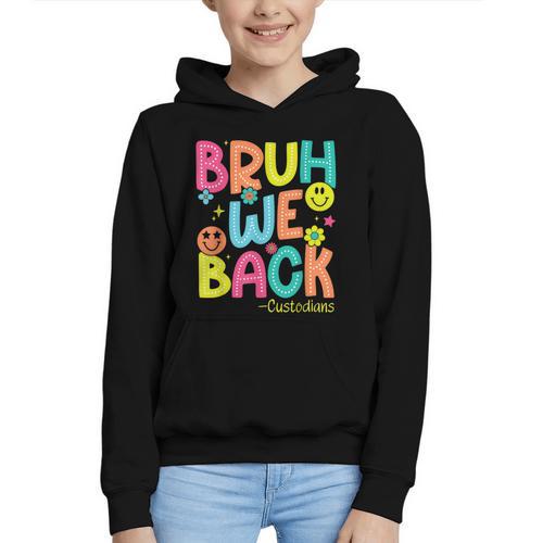 Groovy Custodian Bruh We Back To School Janitor Retro Graphic Youth Hoodie - Savourry