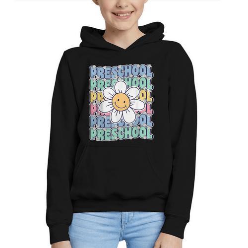 Groovy Preschool Cute Back To School First Day Of Pre K Graphic Youth Hoodie - Savourry
