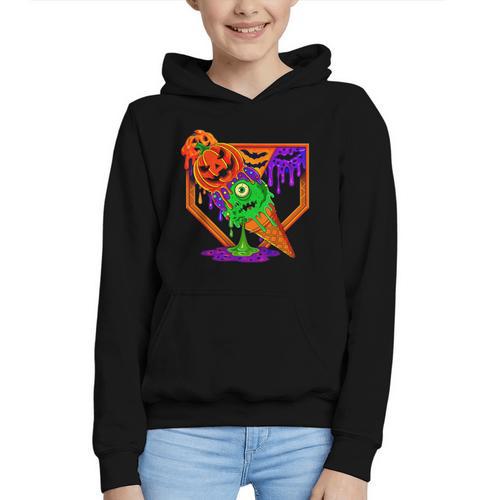 Halloween Baseball Ice Cream Drip Boys Girls Youth Graphic Youth Hoodie - Sportilla