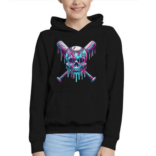 Halloween Baseball Skull Drip Baseball Lifestyle Boy Men Graphic Youth Hoodie - Sportilla