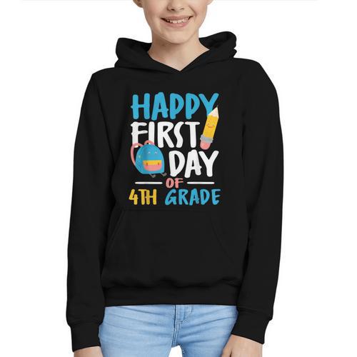 Happy First Day Of 4th Grade Student Back To School Graphic Youth Hoodie - Savourry
