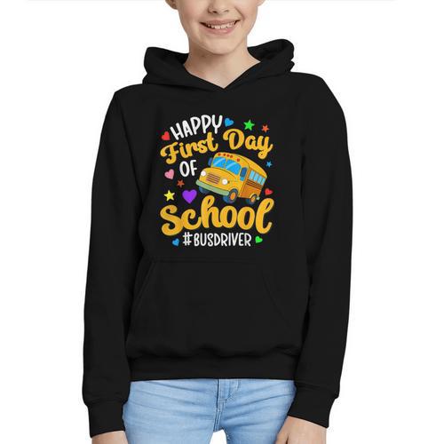Happy First Day Of School Bus Driver Back To School Graphic Youth Hoodie - Savourry