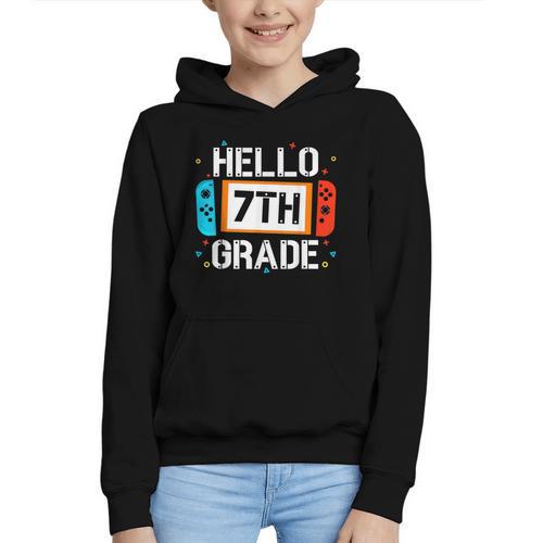 Hello 7th Grade Back To School Video Game Seventh Grade Boys Graphic Youth Hoodie - Savourry