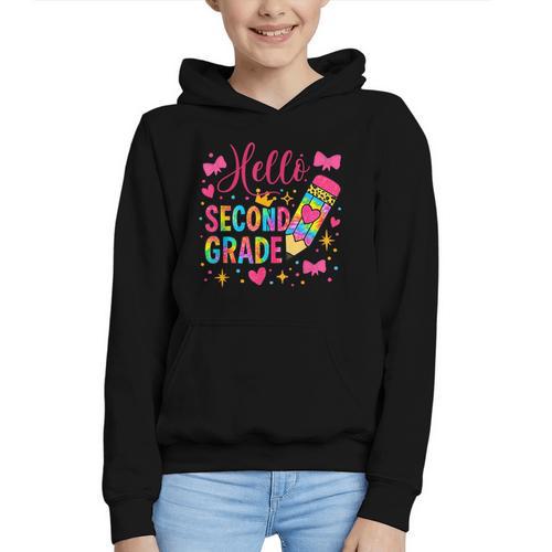 Hello Second Grade Colorful Pencil Tie Dye Back To School Graphic Youth Hoodie - Savourry