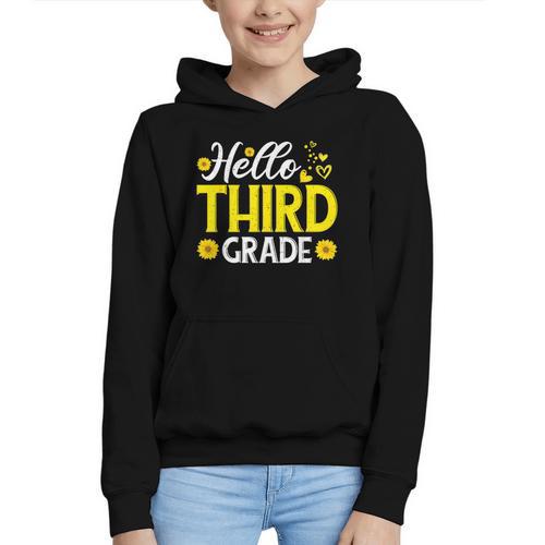 Hello Third Grade Sunflower 3rd Grade Vibes Back To School Graphic Youth Hoodie - Savourry