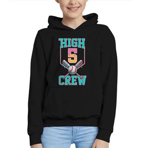 Hi 5 Birthday Party Decorations For Boy Baseball Drip 5th Graphic Youth Hoodie - Sportilla