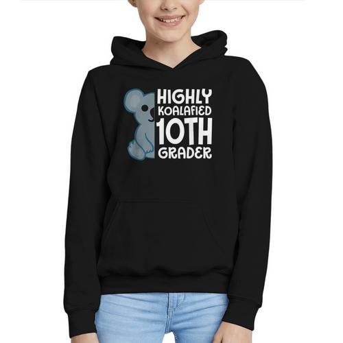 Highly Koalafied 10th Grader Koala Back To School Graphic Youth Hoodie - Savourry