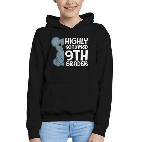 Highly Koalafied 9th Grader Koala Back To School Graphic Youth Hoodie - Savourry