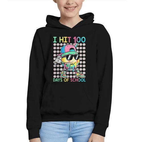 I Hit 100 Days Of School Baseball Drip 100th Day Of School Graphic Youth Hoodie - Sportilla