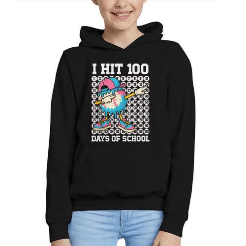 I Hit 100 Days Of School Baseball Ice Cream Drip Boys Girls Graphic Youth Hoodie - Sportilla