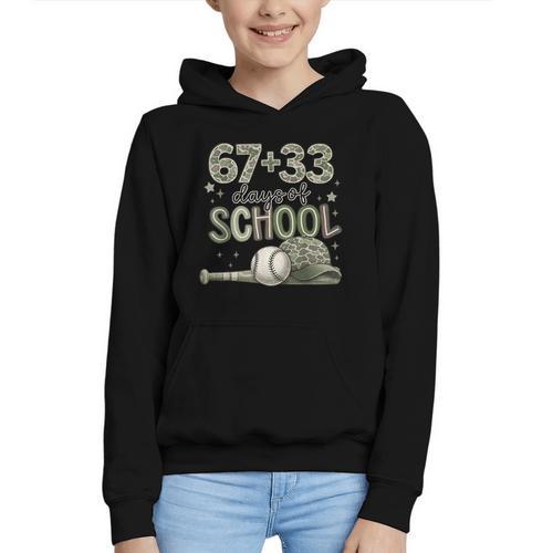 HUGvyn 6733 Days Of School Baseball 100 Days Camo Cap Boys Graphic Youth Hoodie - Sportilla