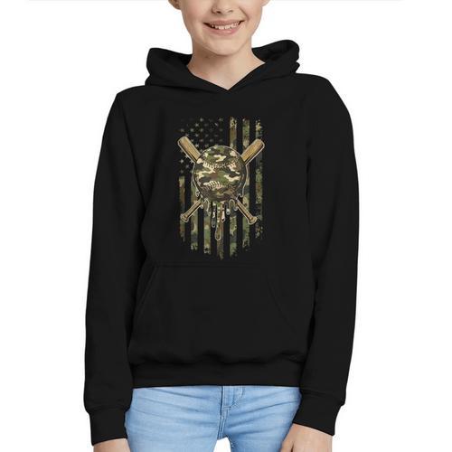 Ice Cream Baseball Drip For Boys Camo USA Flag Camouflage Graphic Youth Hoodie - Sportilla