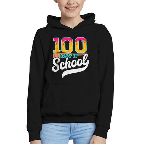 Ice Cream Drip 100 Days Of School Baseball Boys 100th Day Graphic Youth Hoodie - Sportilla