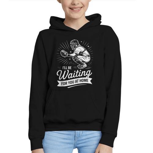 I'Ll Be Waiting For You At Home Baseball Graphic Youth Hoodie - Sportilla