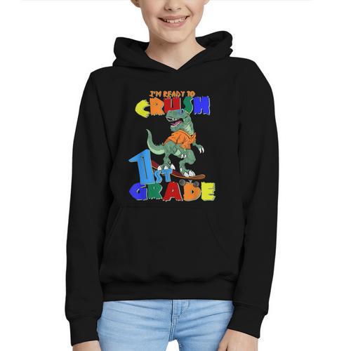 I'm Ready To Crush 1st Grade Dinosaur Back To School T-Rex Graphic Youth Hoodie - Savourry