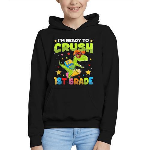 I'm Ready To Crush 1st Grade Dinosaurs Back To School Kids Graphic Youth Hoodie - Savourry