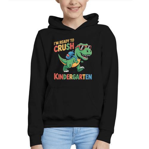 I'm Ready To Crush Kindergarten T-Rex Back To School Dino Graphic Youth Hoodie - Savourry