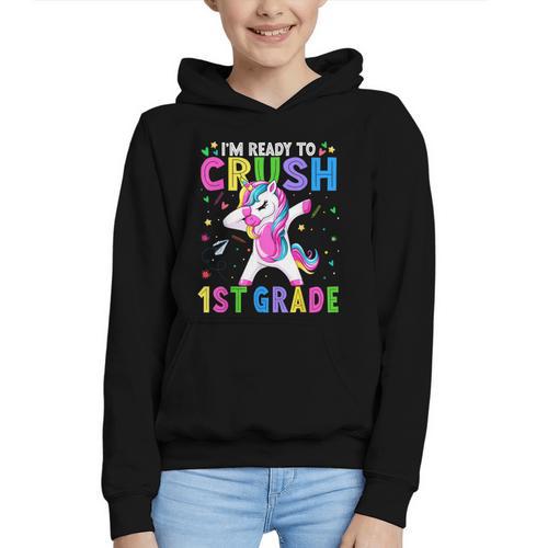 I'm Ready For First Grade Back To School 1st Grade Girls Graphic Youth Hoodie - Savourry
