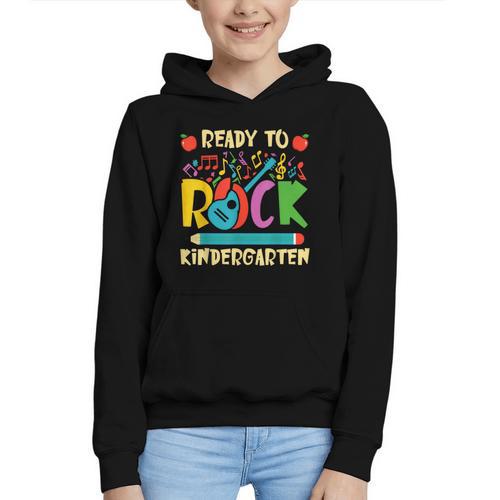 I'm Ready To Rock Kindergarten Guitar Back To School Boys Graphic Youth Hoodie - Savourry