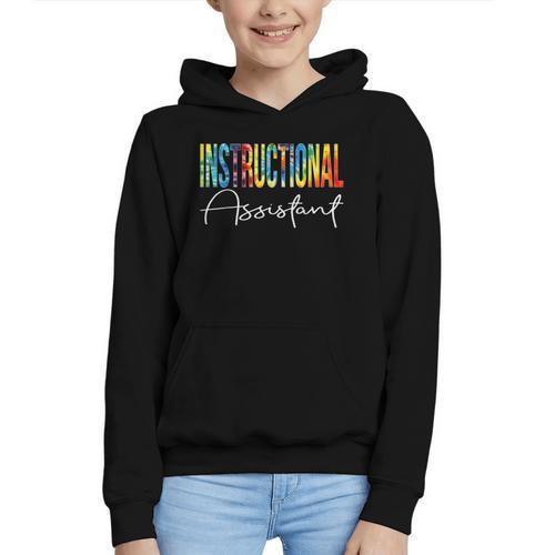Instructional Assistant Tie Dye Back To School For Work Graphic Youth Hoodie - Savourry