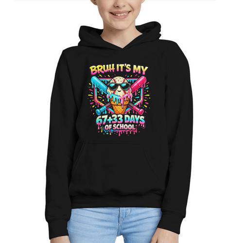 It's My 6733 Days Of School Baseball Ice Cream Dripping Graphic Youth Hoodie - Sportilla