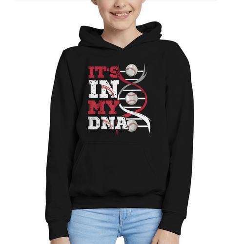 ITS In My DNA Baseball Sport Player Saying Baseball Fan Graphic Youth Hoodie - Sportilla