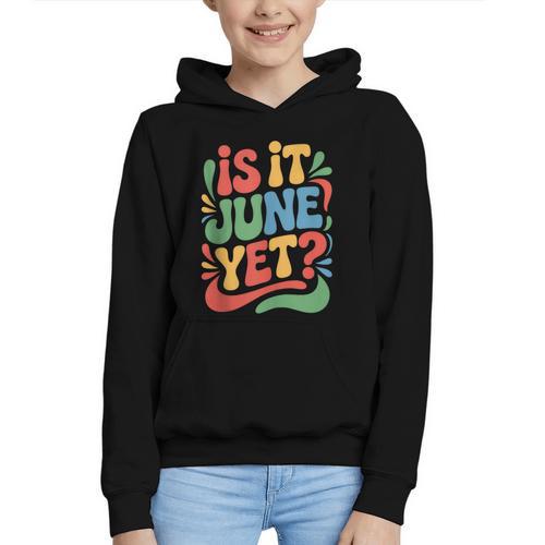 Is It June Yet Back To School Student Groovy Kids Graphic Youth Hoodie - Savourry