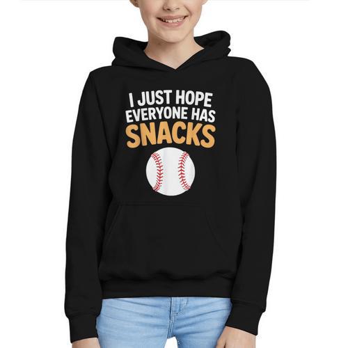 I Just Hope Everyone Has Snacks Baseball Game Day Fan Graphic Youth Hoodie - Sportilla