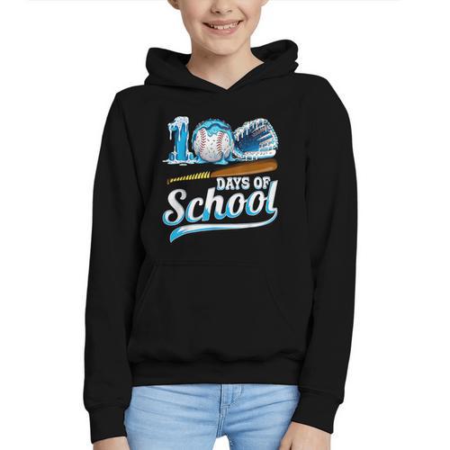 Kid 100 Days Of School Drip Baseball Ice Cream 100th Day Boy Graphic Youth Hoodie - Sportilla