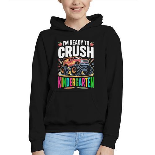 Kids Back To School I'm Ready To Crush Kindergarten For Boys Graphic Youth Hoodie - Savourry