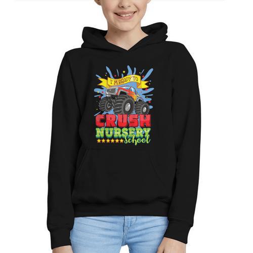 Kids Back To School Monster Truck Nursery Ready Crush First Day Graphic Youth Hoodie - Savourry