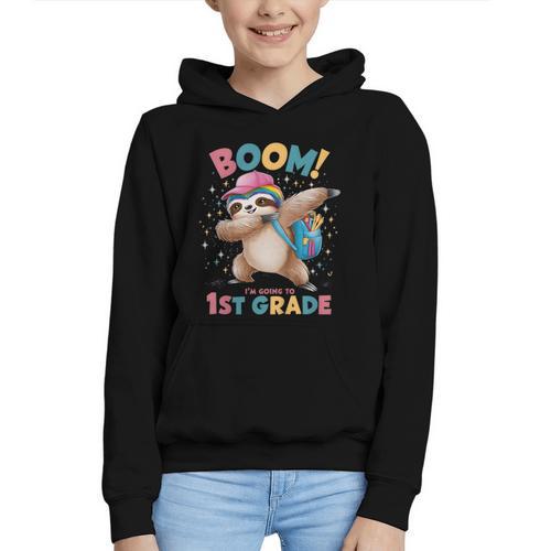 Kids Boom I'm Going To 1st Grade Dabbing Sloth For Back To School Graphic Youth Hoodie - Savourry
