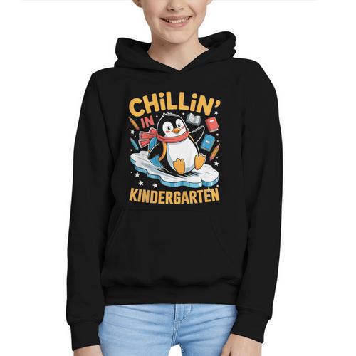 Kids Chillin In Kindergarten Penguin Student Back To School Boys Graphic Youth Hoodie - Savourry