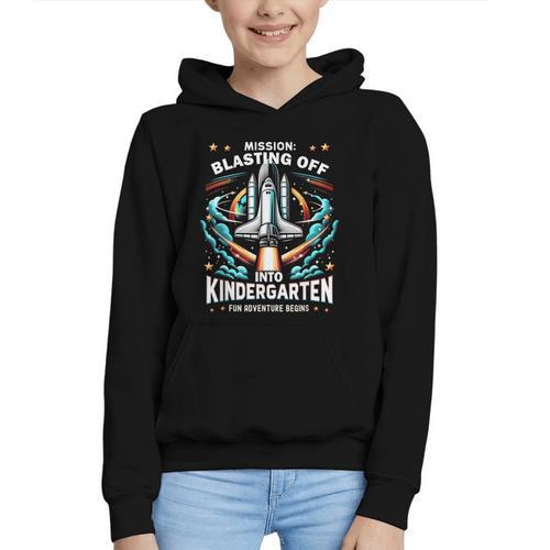 Kindergarten Back To School Rocket Blast Off Graphic Youth Hoodie - Savourry