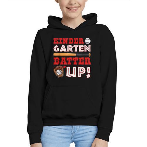 Kindergarten Batter Up Back To School Baseball Player Boys Graphic Youth Hoodie - Savourry