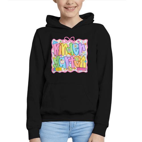 Kindergarten Coquette Bow Back To School Kinder Girl Kids Graphic Youth Hoodie - Savourry