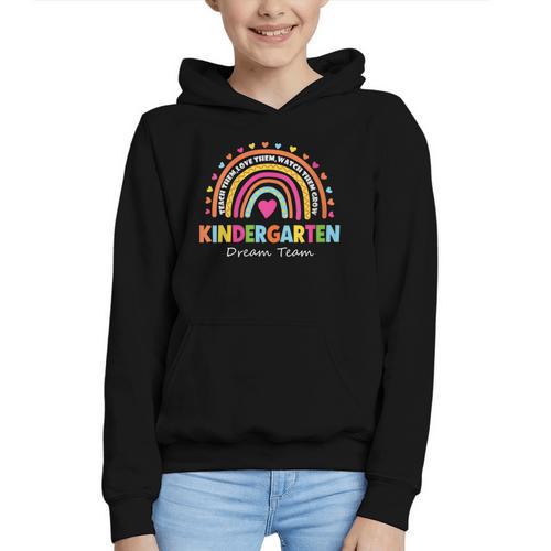 Kindergarten Dream Team Rainbow Welcome Back To School Graphic Youth Hoodie - Savourry