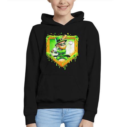 Leprechaun Baseball St Patricks Day Ice Cream Drip Men Boys Graphic Youth Hoodie - Sportilla