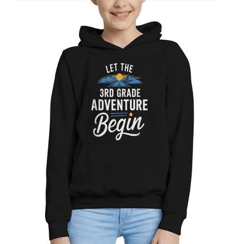Let The 3rd Grade Adventure Begin Back To School Fun Graphic Youth Hoodie - Savourry