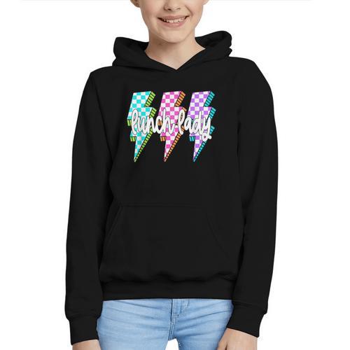 Lunch Lady Back To School Checkered First Day Of School Graphic Youth Hoodie - Savourry