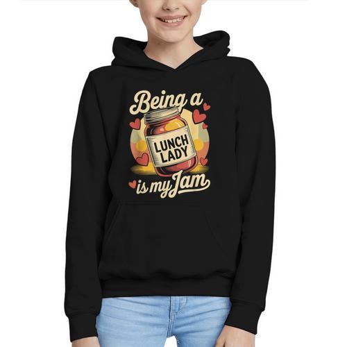 Being a Lunch Lady Is My Jam Retro Jam Jar Back To School Graphic Youth Hoodie - Savourry