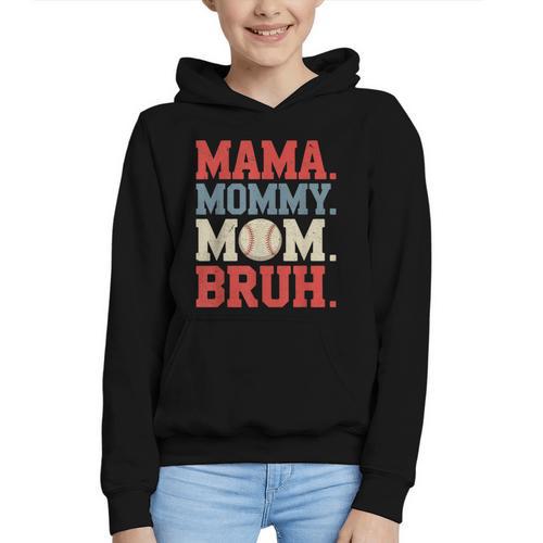 Mama Mommy Mom Bruh Baseball For Women Grandma Mother's Day Graphic Youth Hoodie - Sportilla