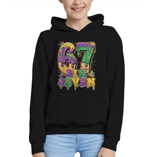Mardi Gras Six Seven Baseball Drip Number 6 7 Meme Graphic Youth Hoodie - Sportilla