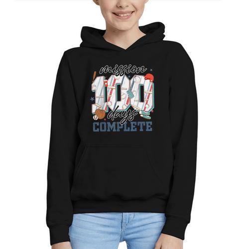 Mission 100 Days Complete Baseball 100th Day Of School Boys Graphic Youth Hoodie - Sportilla