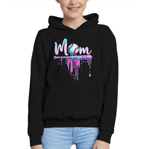 Mom Baseball Ice Cream Drip Birthday Boy Family Graphic Youth Hoodie - Sportilla